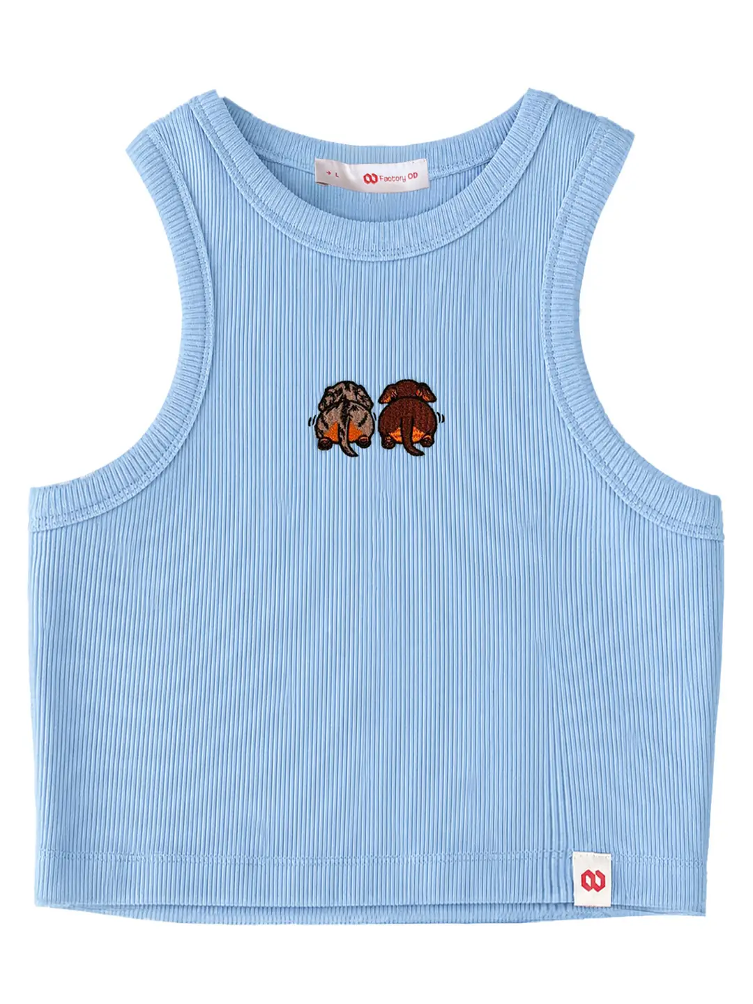 Goofie ve Mochi - Açık Mavi Nakış Crop